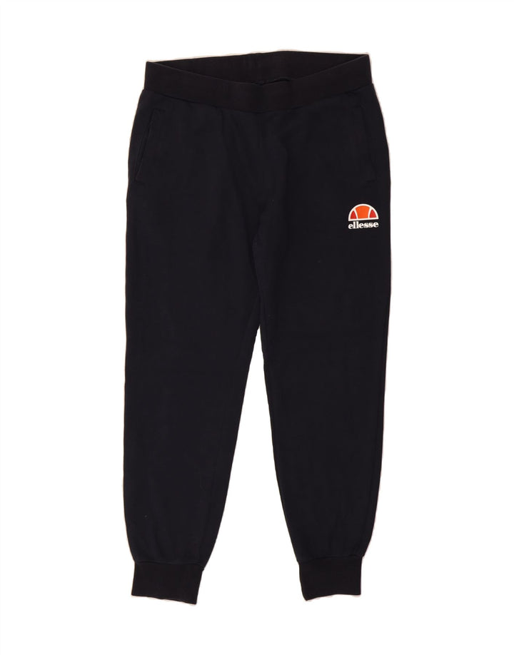ELLESSE Womens Graphic Tracksuit Trousers Joggers UK 12 Medium Navy Blue Vintage Ellesse and Second-Hand Ellesse from Messina Hembry 