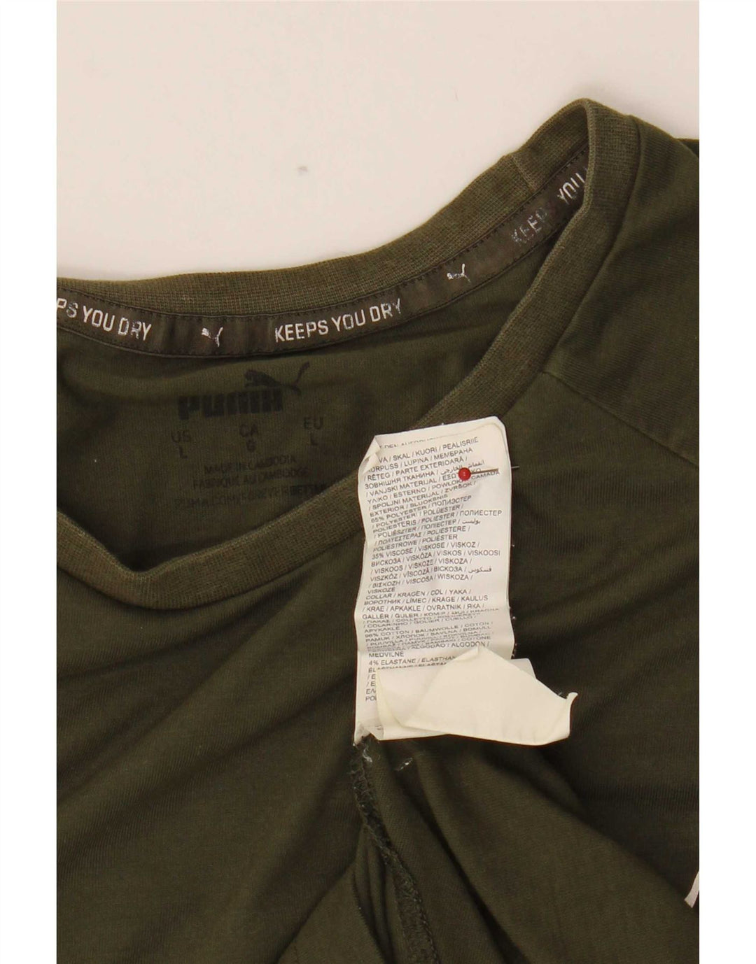 T-shirt da uomo Puma Top Large in cotone kaki