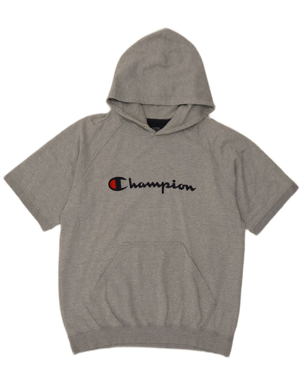 Maglione con cappuccio grafico a maniche corte da uomo Champion Large Grigio