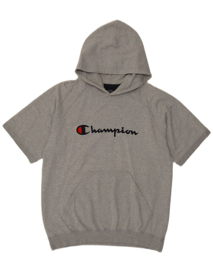 Maglione con cappuccio grafico a maniche corte da uomo Champion Large Grigio