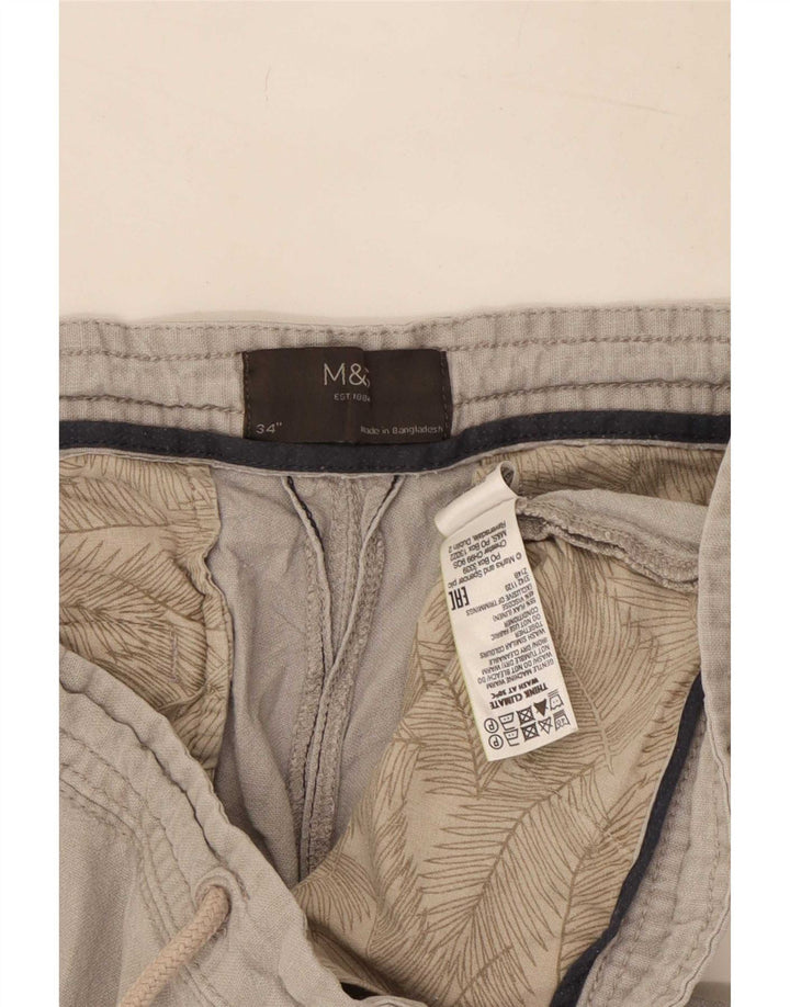Pantaloncini chino da uomo Marks & Spencer grandi W34 lino grigio