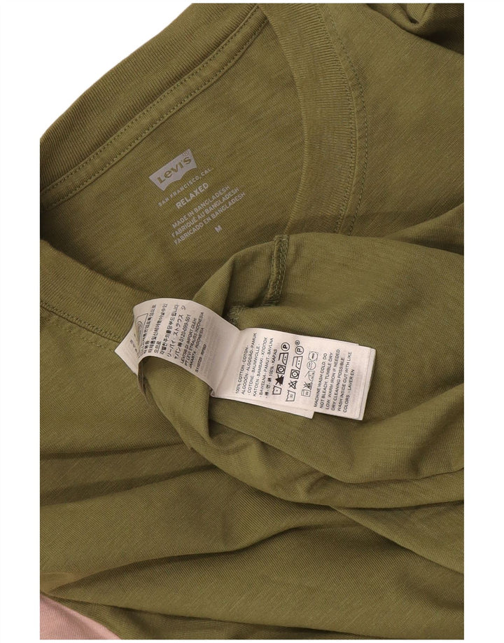 Levi's Uomo Maglietta rilassata a maniche lunghe in cotone color block verde medio