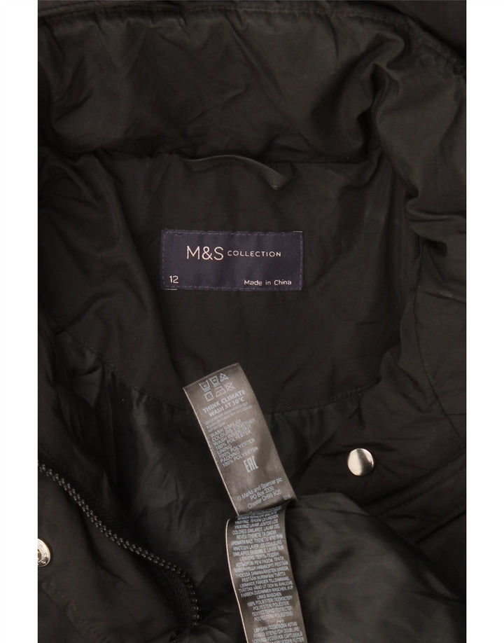 Giacca imbottita con cappuccio da donna Marks & Spencer UK 12 medio poliestere nero