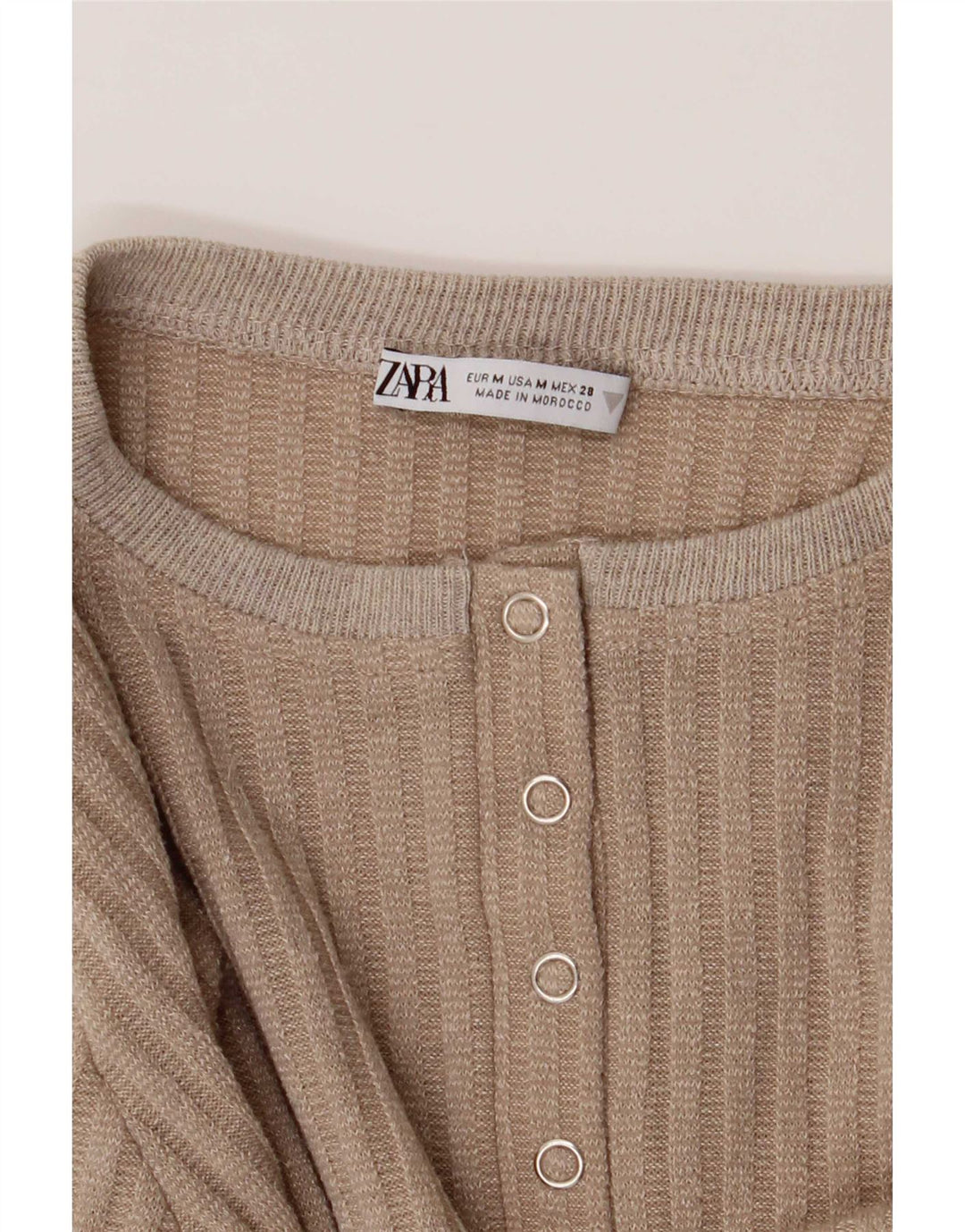 Body a maniche lunghe da donna Zara UK 12 Beige medio chiazzato