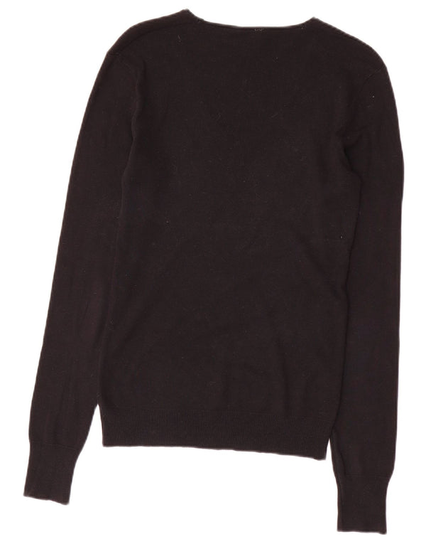 Maglione maglione con scollo a V da donna BENETTON UK 10 piccolo nero