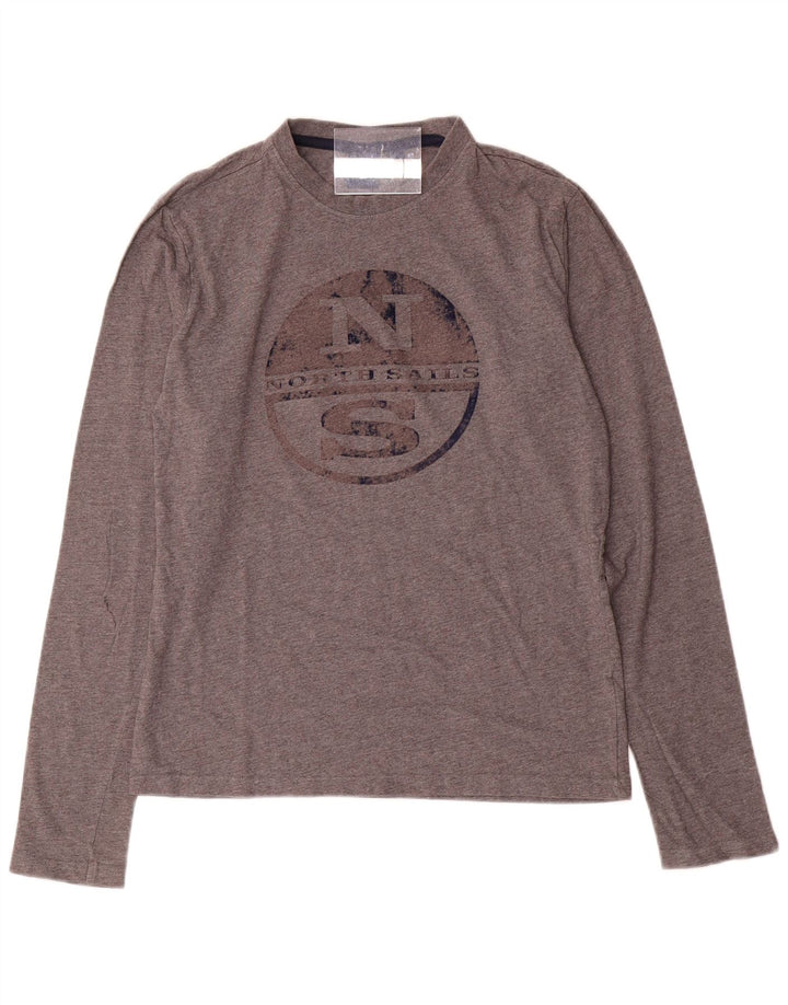 Top grafico da bambino North Sails a maniche lunghe 13-14 anni in cotone grigio