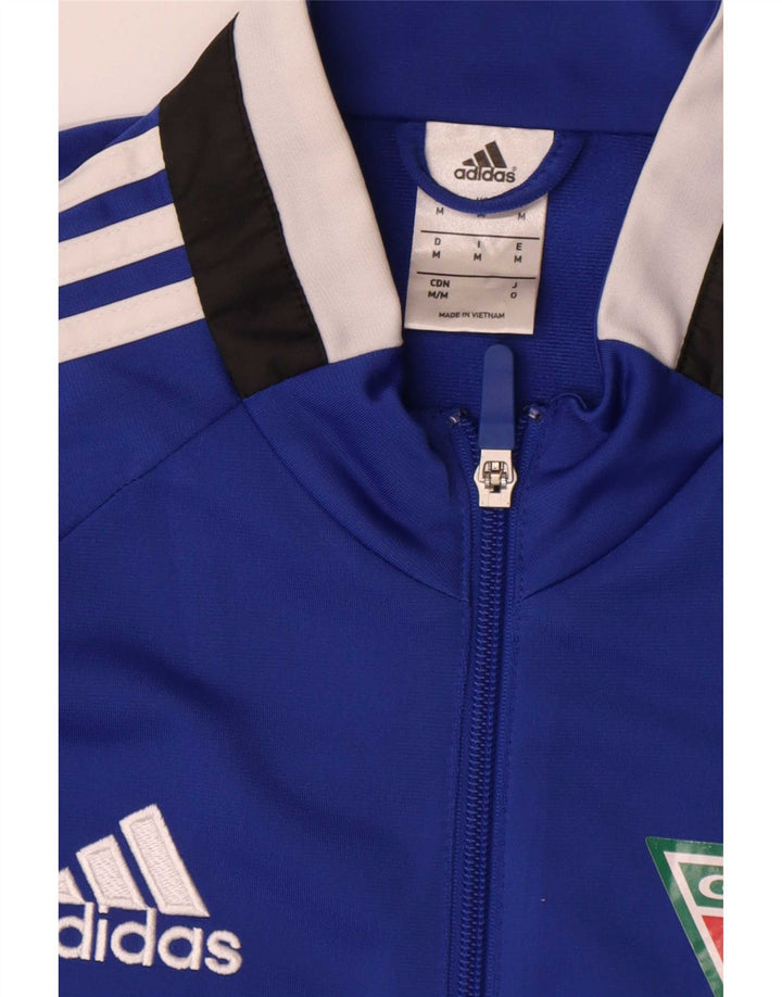Giacca da uomo con grafica grafica Adidas, giacca in poliestere color block blu medio