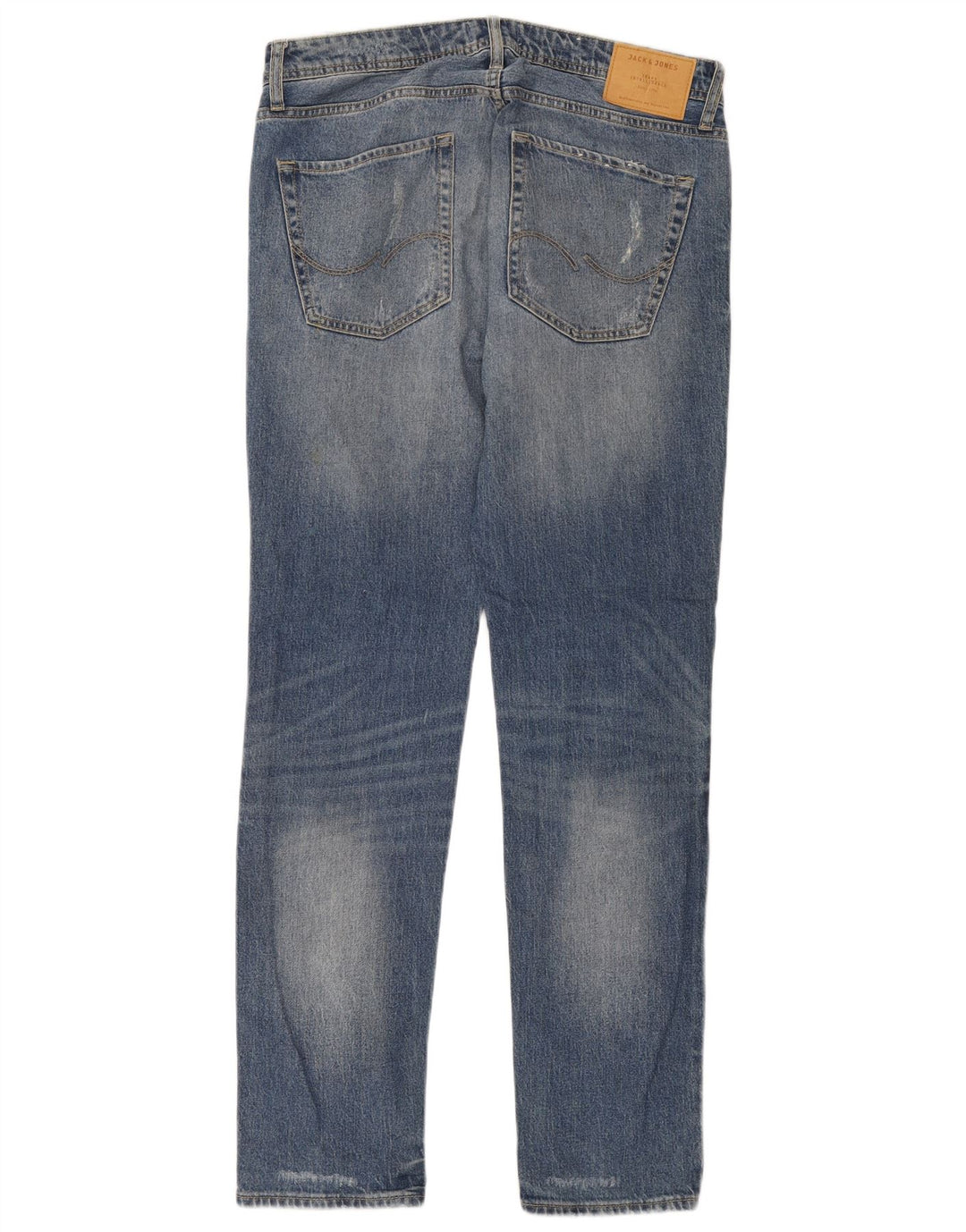 Jack & Jones Uomo Tim Distressed Jeans Slim W32 L34 Cotone Blu