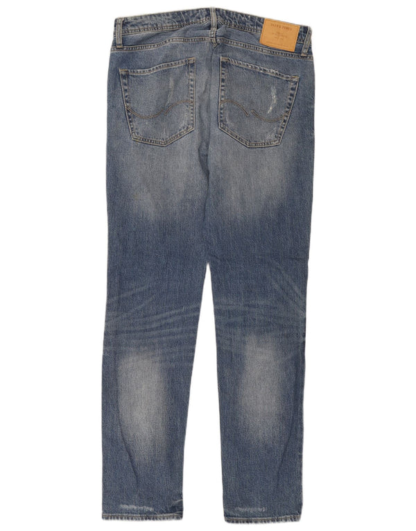 Jack & Jones Uomo Tim Distressed Jeans Slim W32 L34 Cotone Blu
