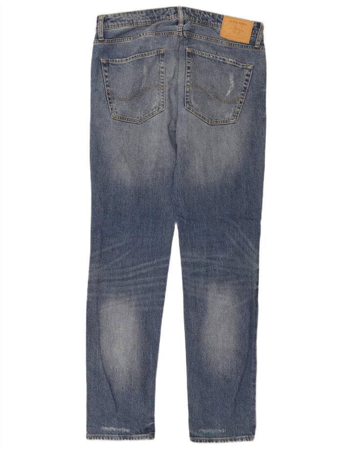 Jack & Jones Uomo Tim Distressed Jeans Slim W32 L34 Cotone Blu