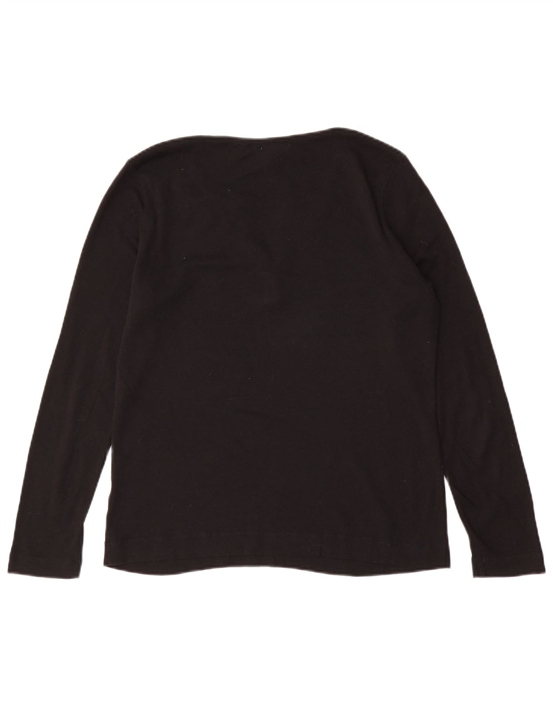 RALPH LAUREN Top da donna a maniche lunghe UK 16 grande cotone nero