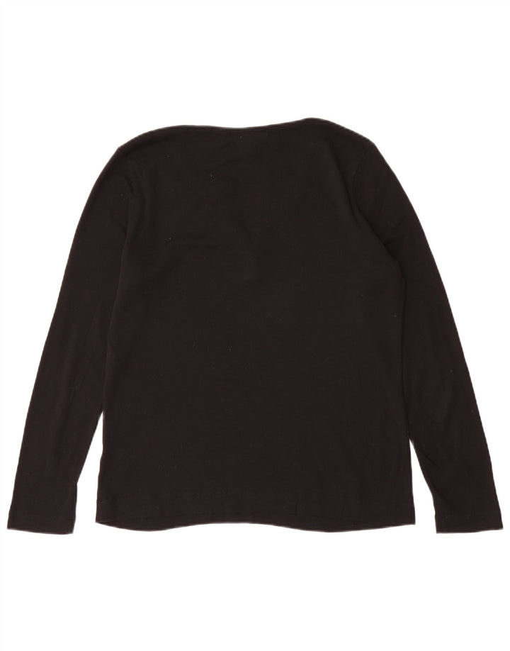 RALPH LAUREN Top da donna a maniche lunghe UK 16 grande cotone nero