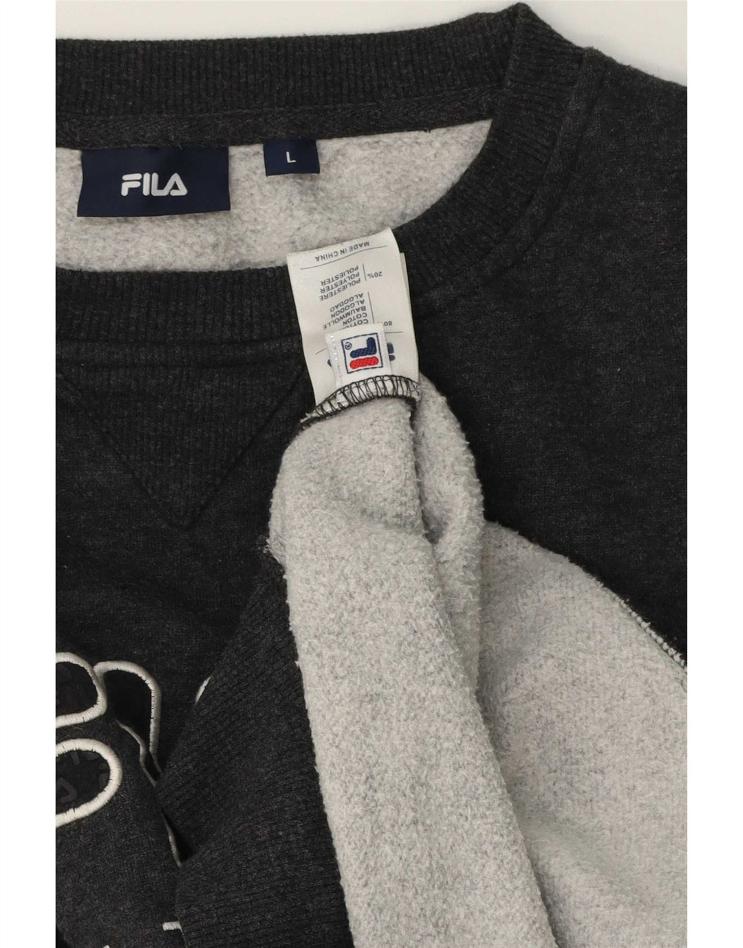 Felpa grafica da uomo Fila Maglione grande cotone grigio