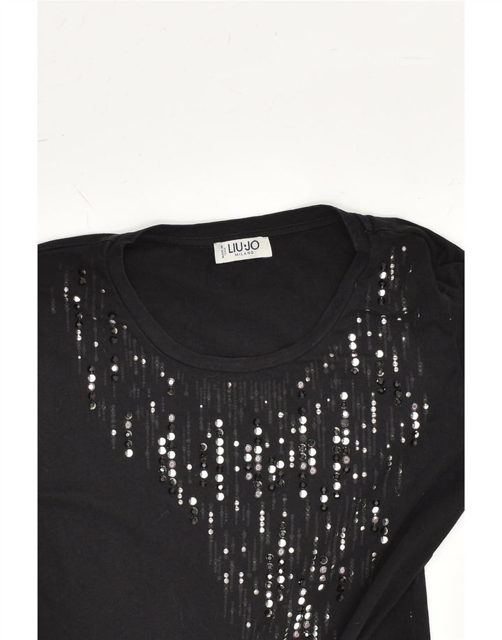 LIU JO Womens Top Long Sleeve UK 10 Small Black Cotton | Vintage Liu Jo | Thrift | Second-Hand Liu Jo | Used Clothing | Messina Hembry 
