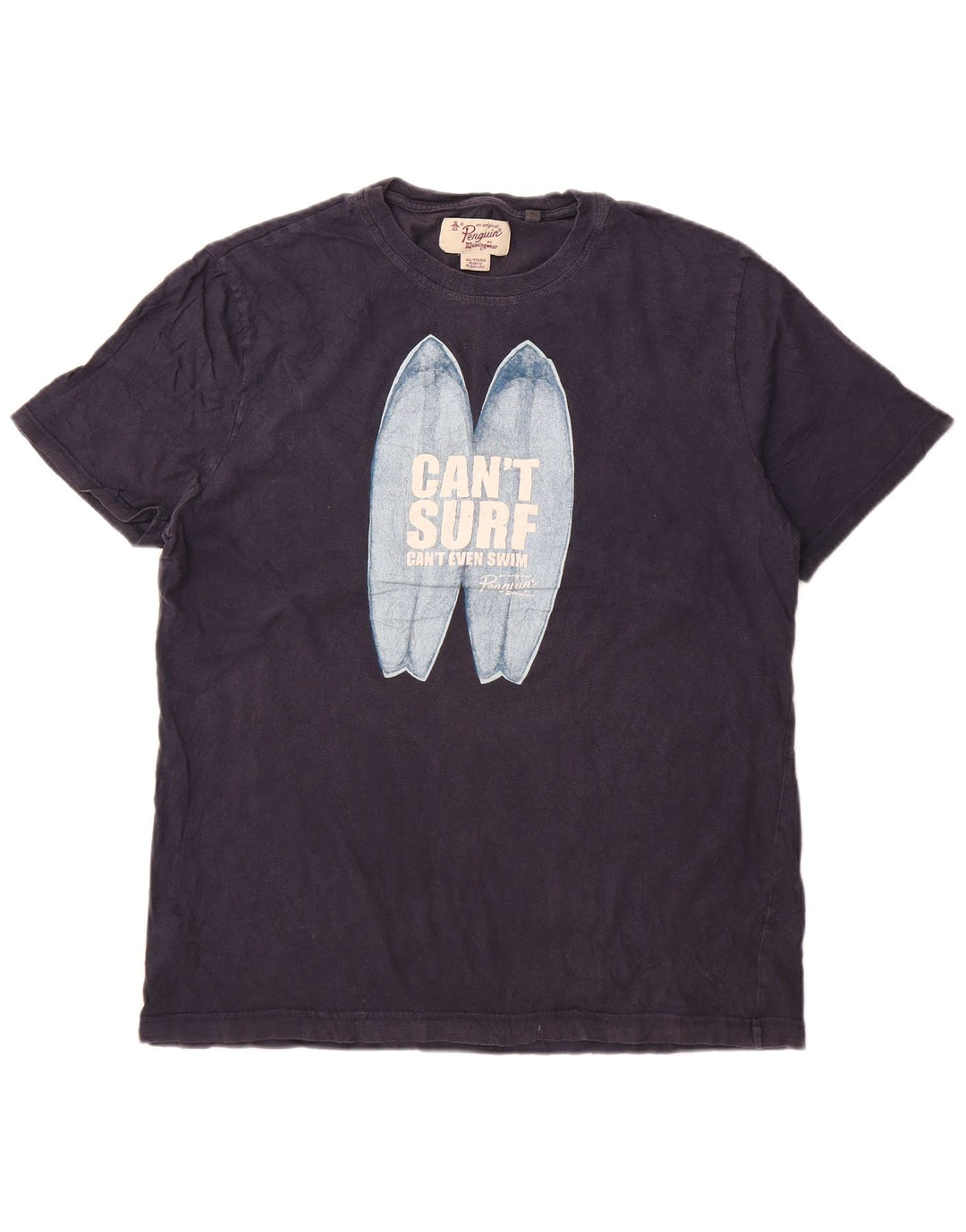 T-shirt grafica da uomo Penguin Top XL in cotone blu navy