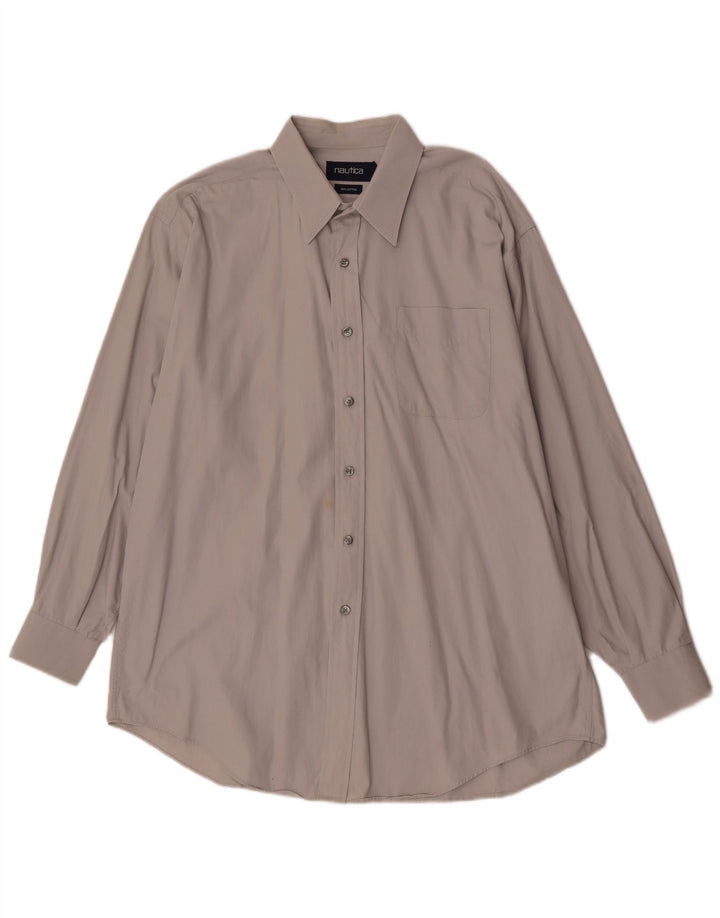 Camicia da uomo Nautica taglia 17 XL cotone grigio