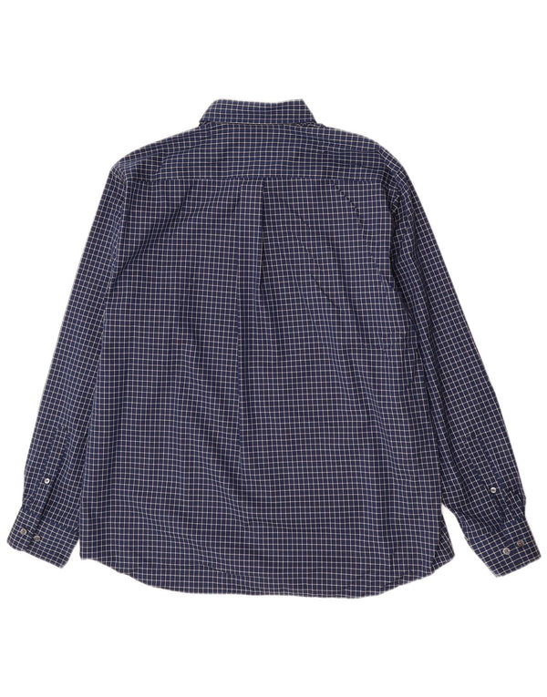Camicia da uomo Eddie Bauer di grandi dimensioni in cotone a quadri blu navy