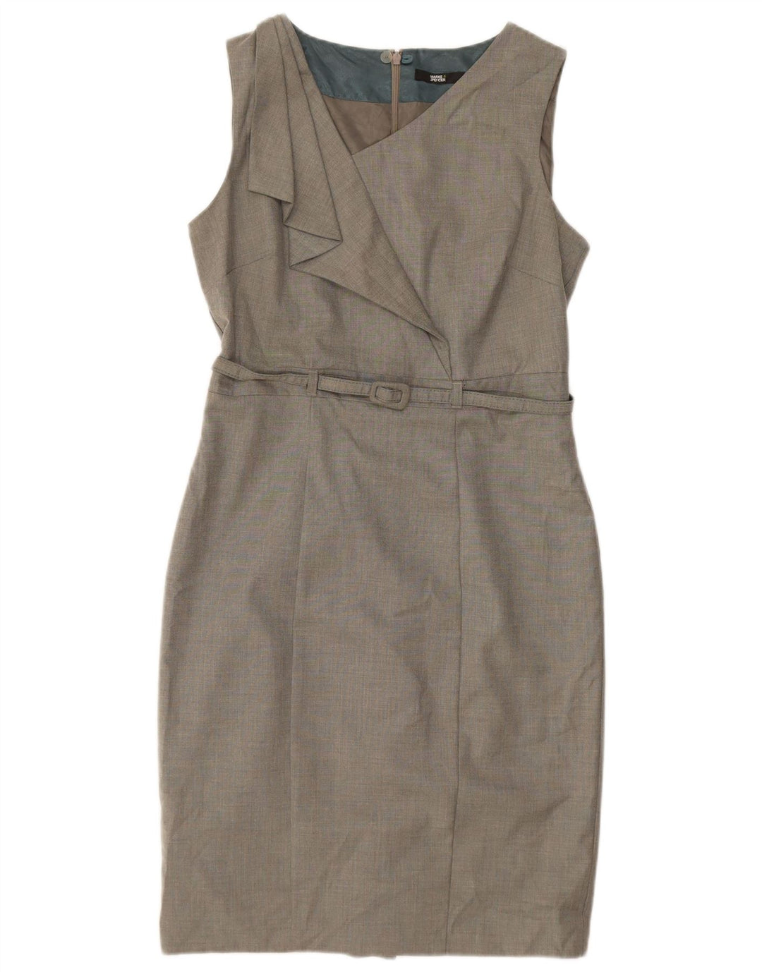 MARKS & SPENCER Womens Sleeveless Sheath Dress UK 12 Medium Grey Polyester