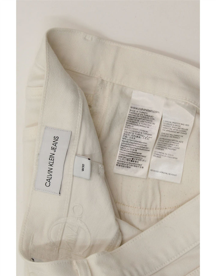 CALVIN KLEIN Pantaloncini di jeans da donna W30 Cotone bianco medio