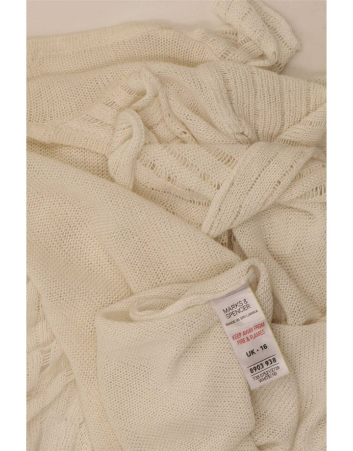 Marks & Spencer Top cardigan aperto sul davanti con volant da donna UK 16 grande bianco