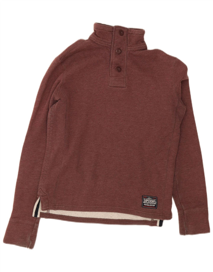 Felpa da uomo con collo abbottonato Superdry, piccola, in cotone bordeaux