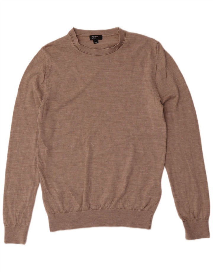 Maglione maglione girocollo da uomo Reiss in lana marrone medio