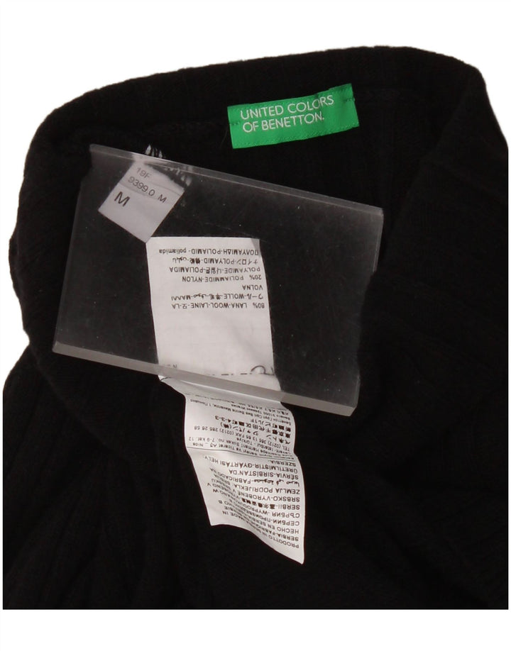Maglione da donna Benetton con collo dolcevita UK 12 Medium Black Colourblock