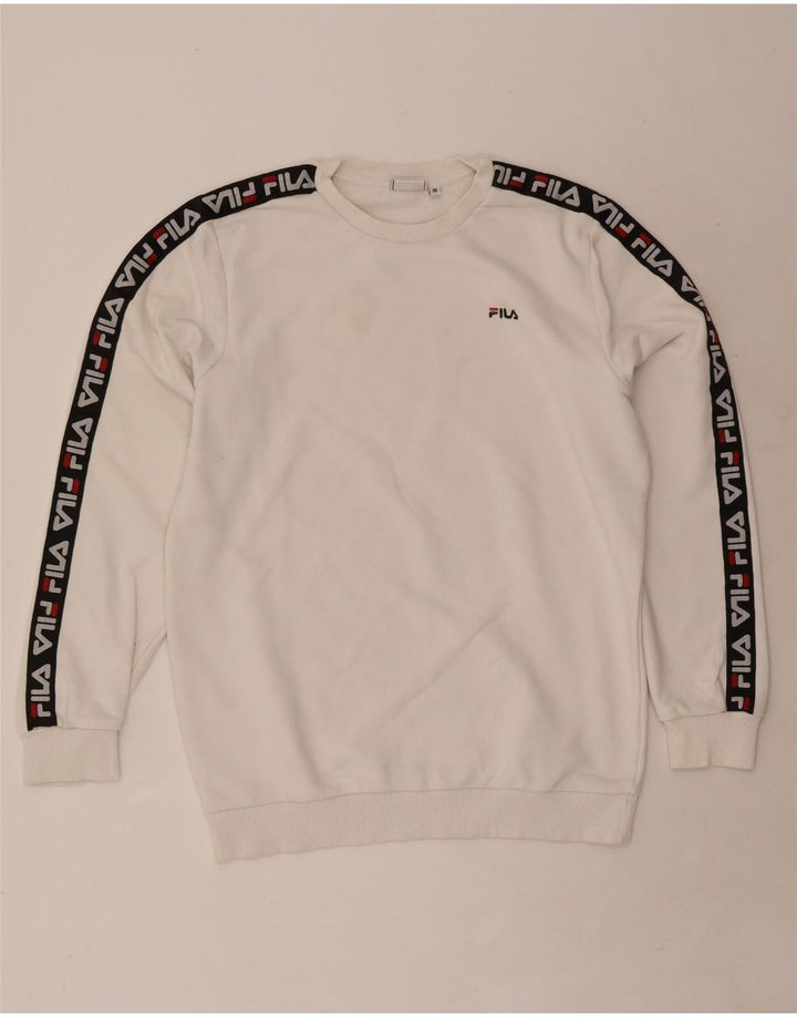 Fila Felpa grafica da uomo in cotone color block bianco medio