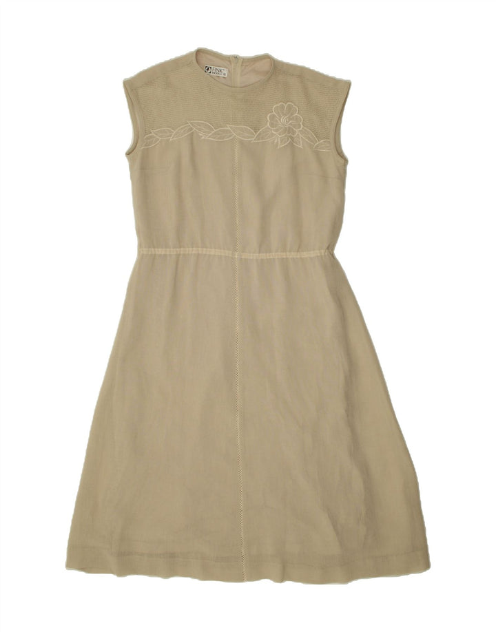 FINK MODELL Womens Sleeveless A-Line Dress EU 40 Medium Beige Floral Vintage Fink Modell and Second-Hand Fink Modell from Messina Hembry 