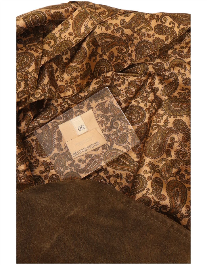 Gilet vintage da uomo in pelle scamosciata IT 50 in pelle marrone medio