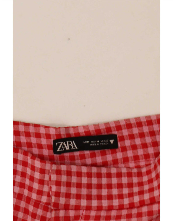 Pantaloni corti da donna Zara medi W28 L25 a quadretti rossi