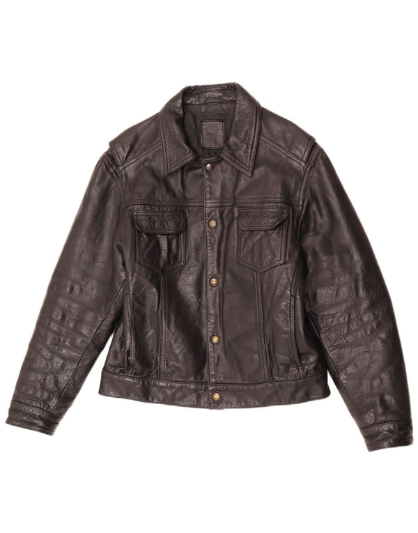 Giacca in pelle vintage da uomo UK 40 grande nera