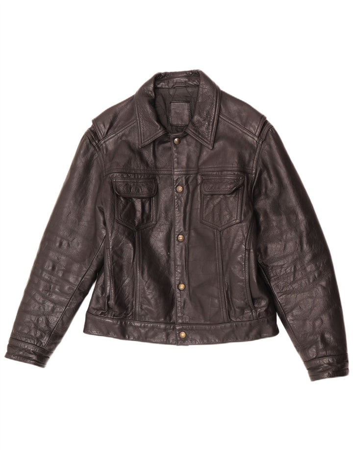 Giacca in pelle vintage da uomo UK 40 grande nera