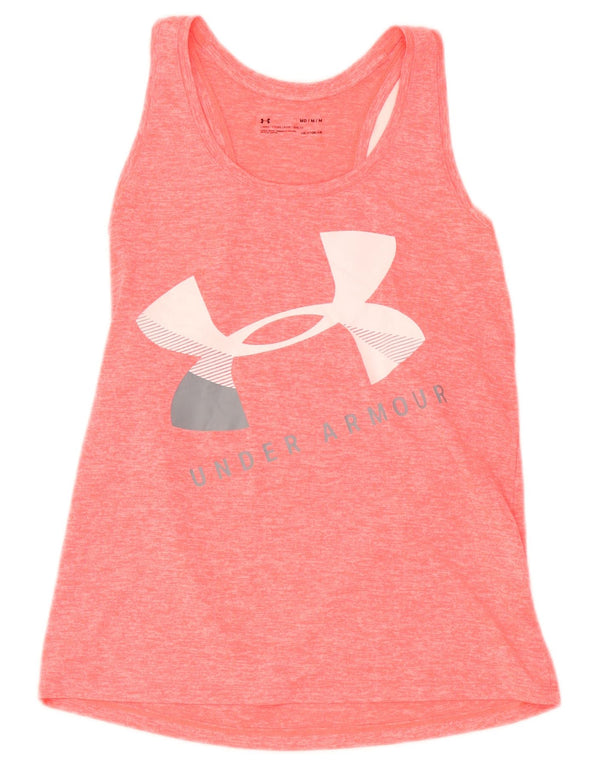 Canottiera grafica da donna Under Armour Heat Gear UK 12 rosa medio chiazzato