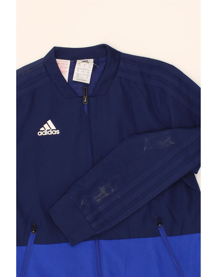 ADIDAS Boys Climalite Tracksuit Top Jacket 9-10 Years Navy Blue Vintage Adidas and Second-Hand Adidas from Messina Hembry 