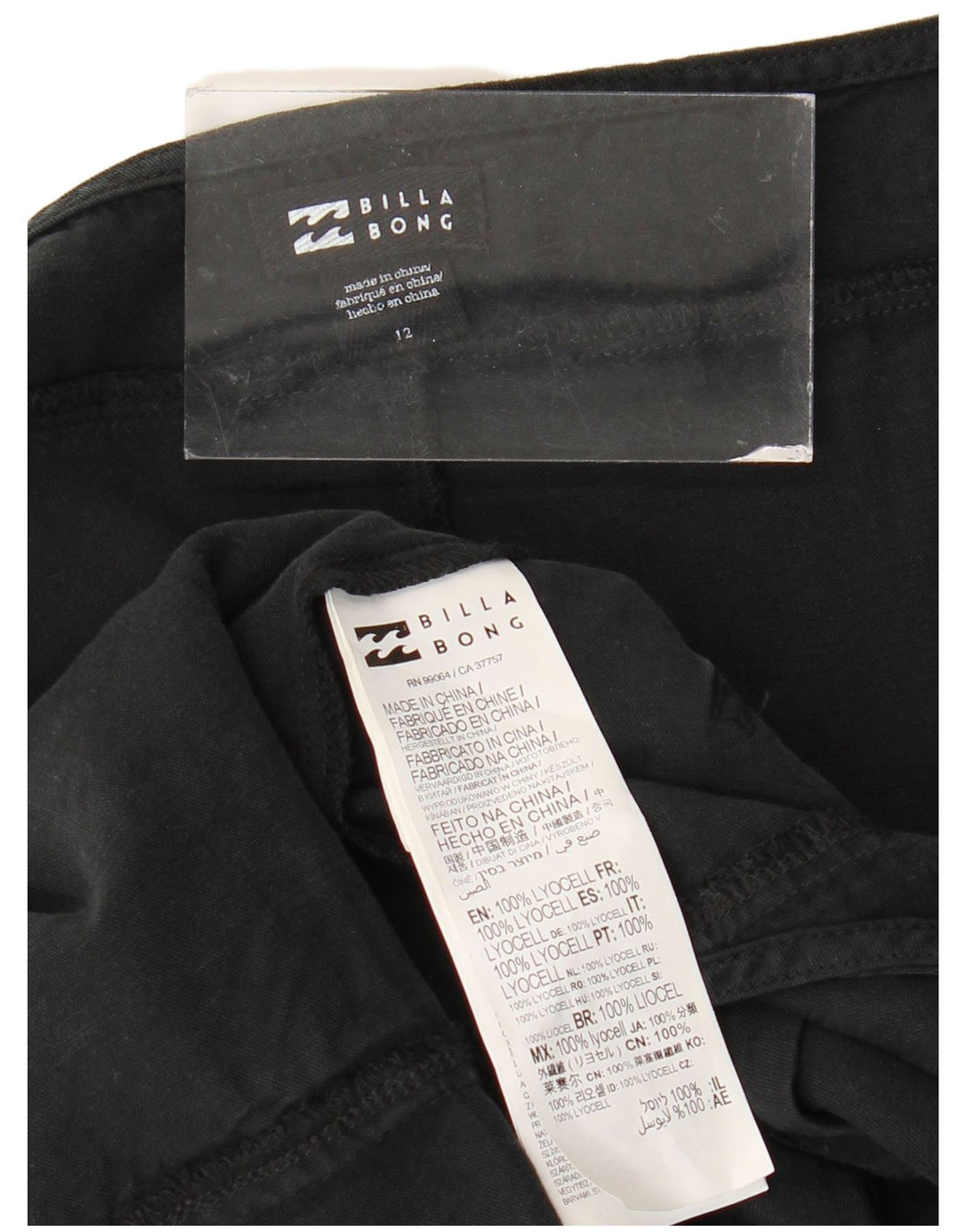 Pantaloncini salopette da donna BILLABONG UK 12 medi W38 Lyocell nero
