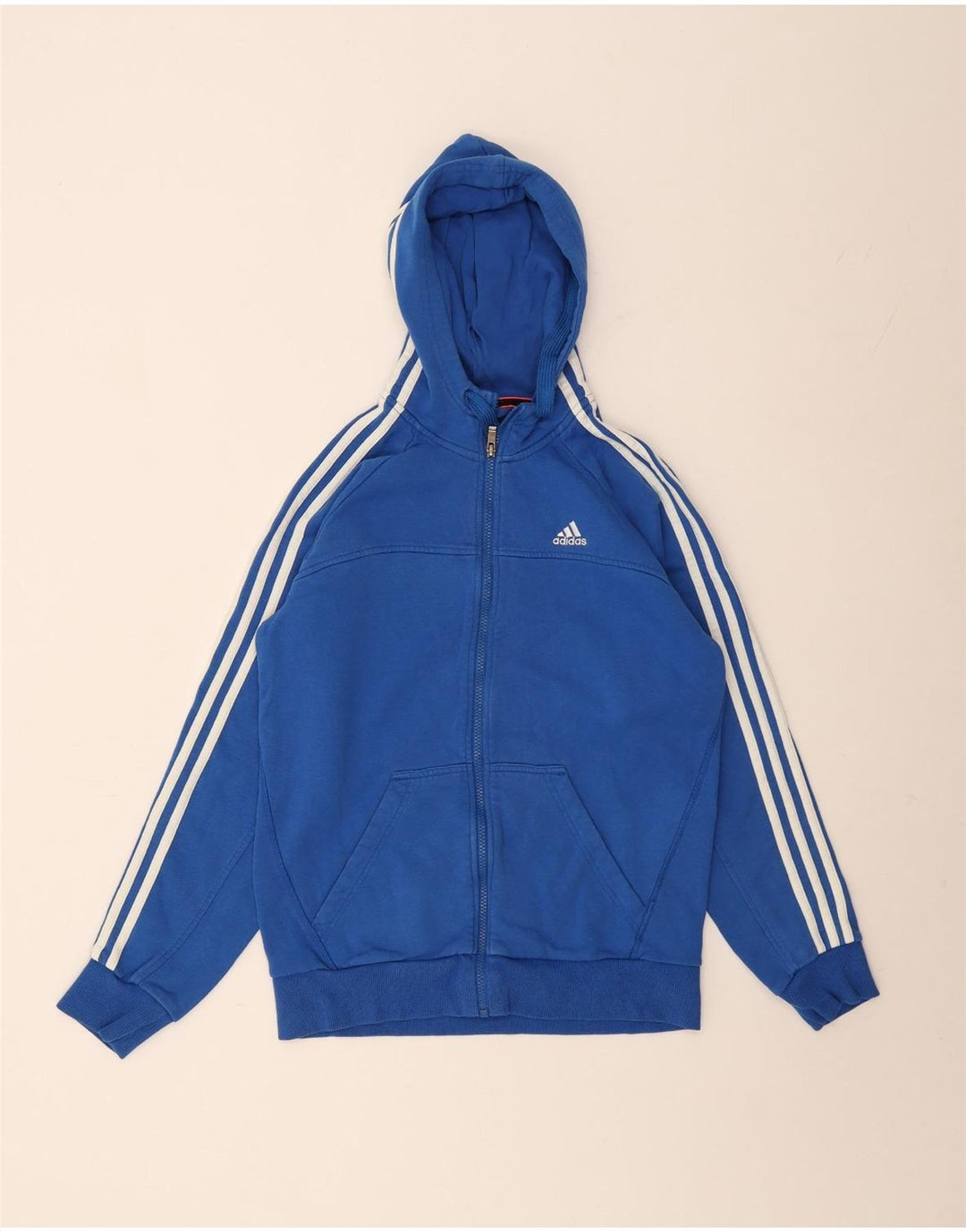 Maglione con cappuccio e zip da uomo ADIDAS piccolo in cotone blu
