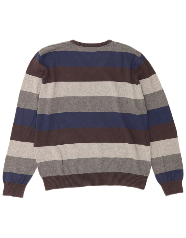 Maglione Zara da uomo con scollo a V, cotone a righe grandi multicolori