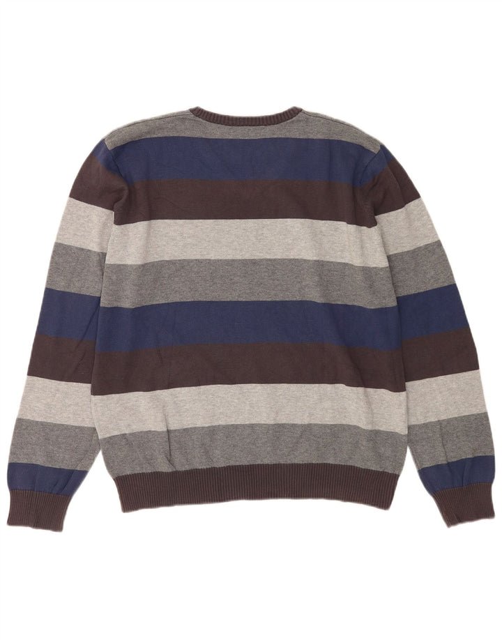 Maglione Zara da uomo con scollo a V, cotone a righe grandi multicolori