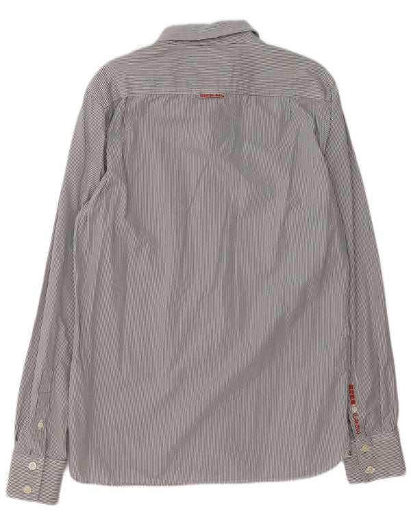 Camicia da uomo Superdry XL in cotone a righe blu