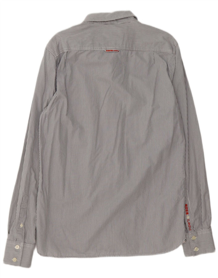 Camicia da uomo Superdry XL in cotone a righe blu
