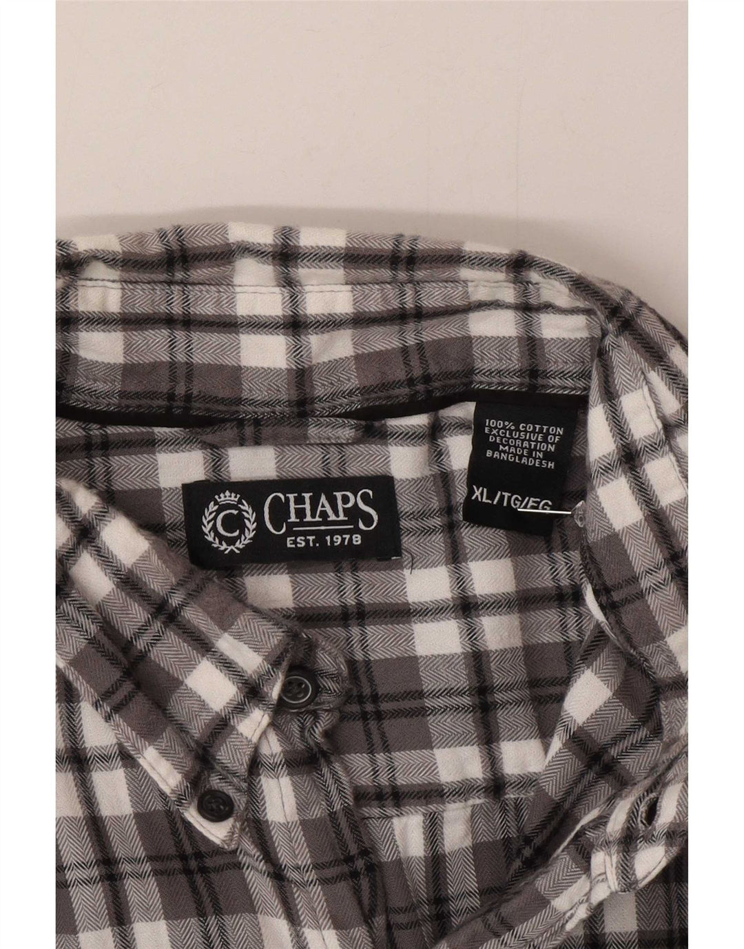 Camicia da uomo in flanella Chaps XL in cotone a quadri grigi