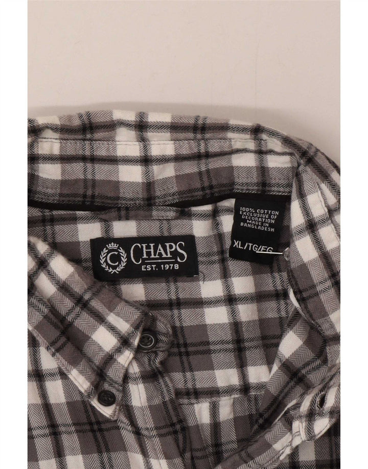 Camicia da uomo in flanella Chaps XL in cotone a quadri grigi