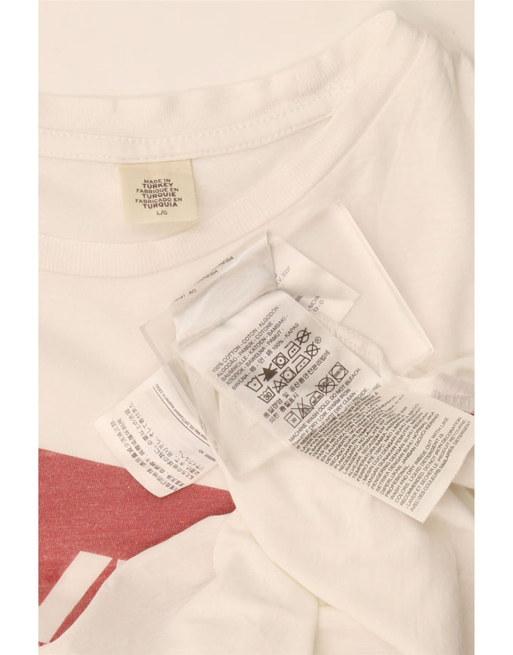 T-shirt grafica da donna LEVI'S Top UK 16 grande cotone bianco