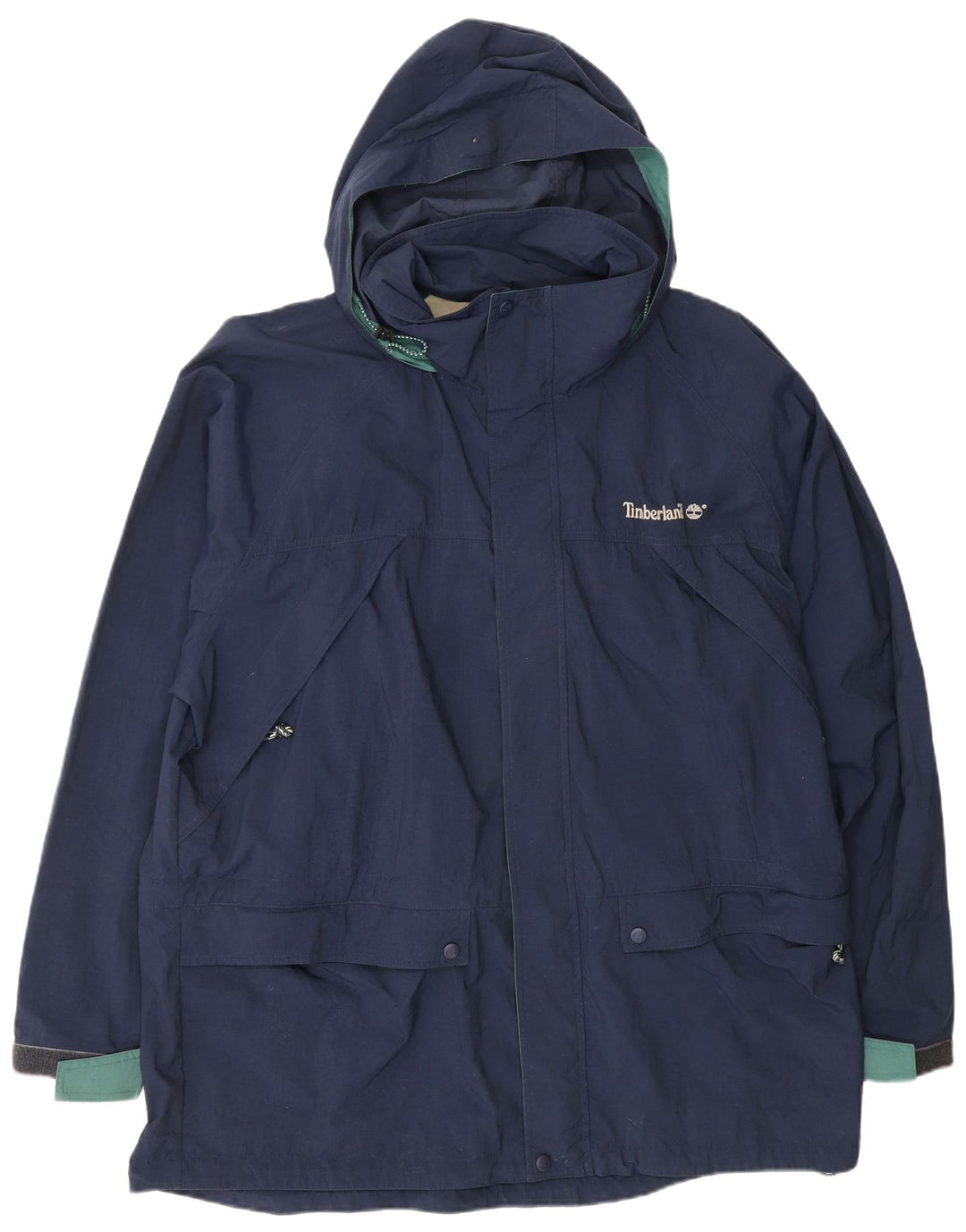 Giacca antipioggia da uomo con cappuccio TIMBERLAND UK 42 XL nylon blu navy