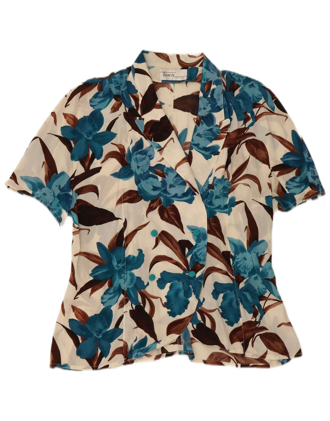 Camicetta trasparente da donna vintage IT 48 XL floreale multicolore