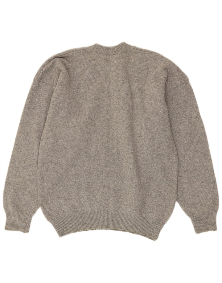 Maglione maglione girocollo da uomo vintage grigio medio geometrico