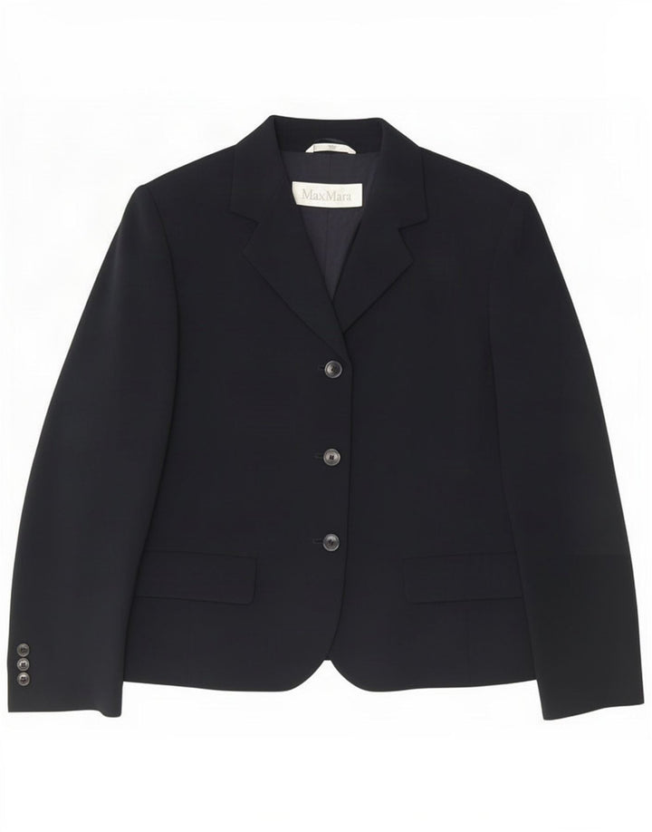 Max Mara Giacca blazer a 3 bottoni da donna IT 44 Medio Rayon blu navy