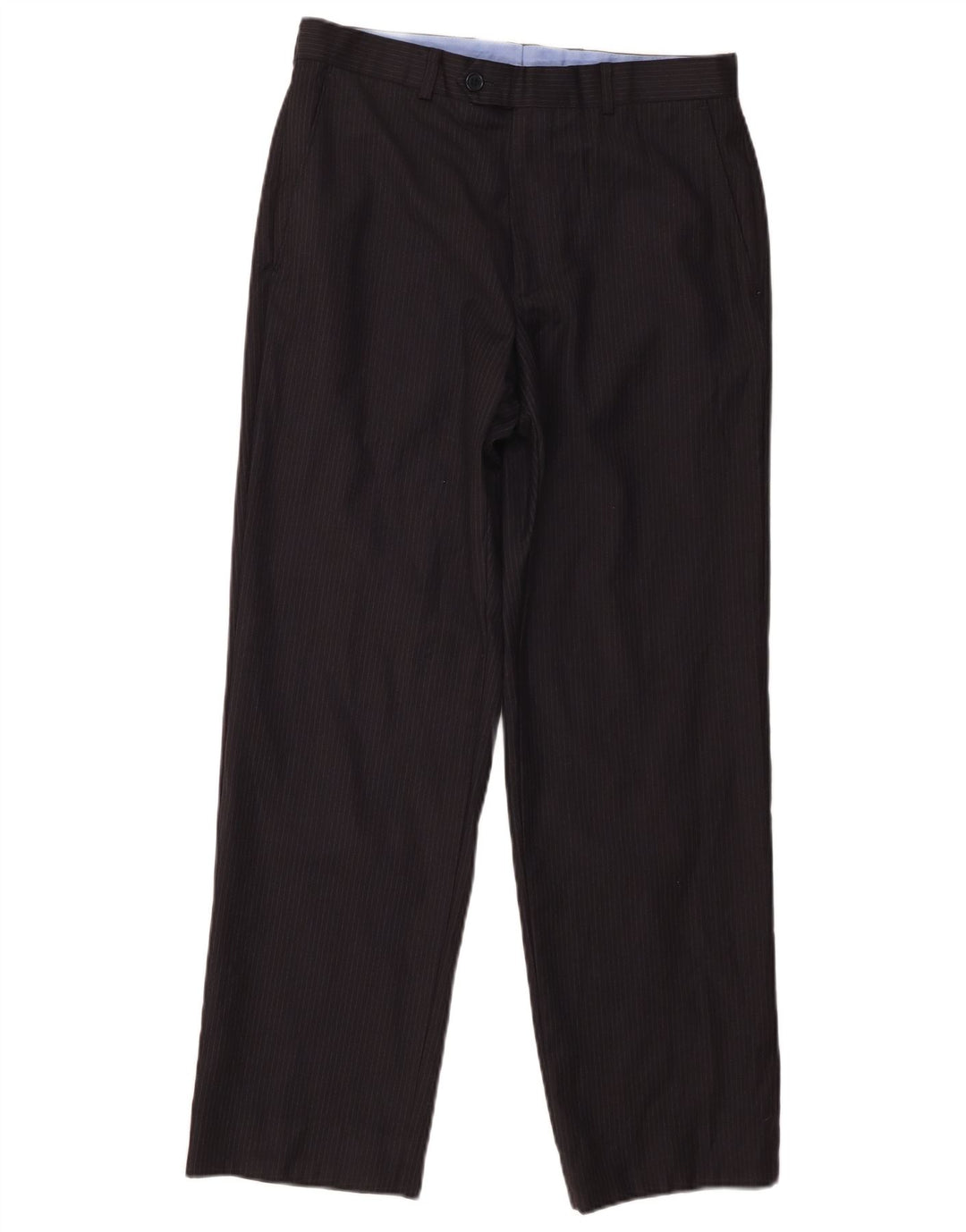 Pantaloni da abito dritti da uomo Marks & Spencer W30 L29 blu navy a righe