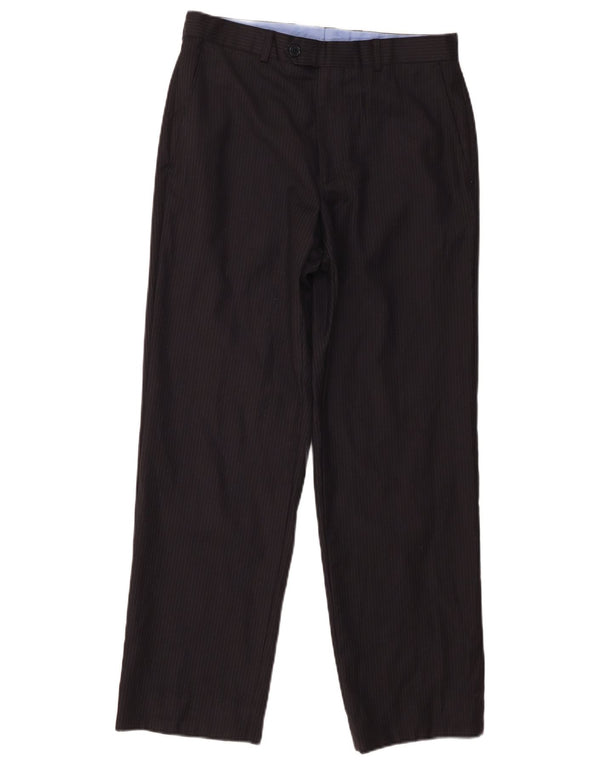 Pantaloni da abito dritti da uomo Marks & Spencer W30 L29 blu navy a righe